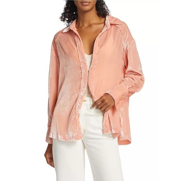 We The Free Tops - We The Free Marianna Velvet Shirt in Pink Size XS